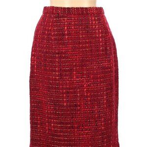 NEIMAN MARCUS size 6 red heavy tweed wool pencil skirt in excellent condition